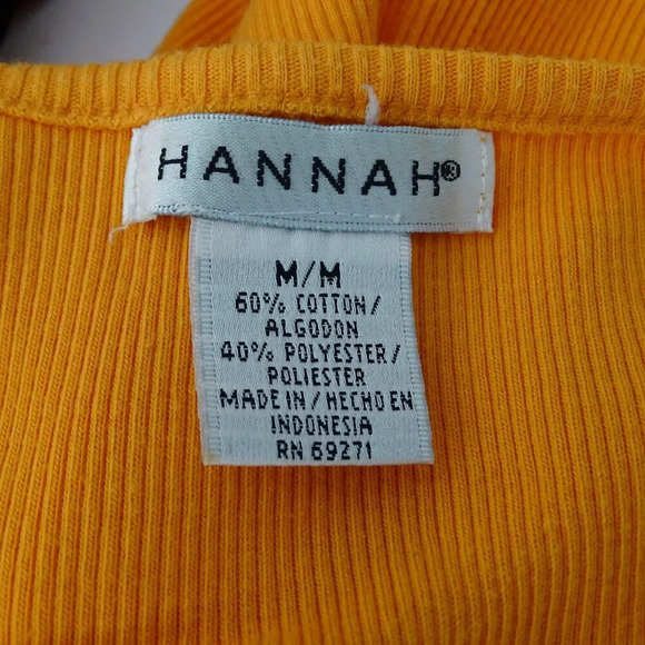 Hannah Orange Ribbed Tank Top Sleeveless Women Size M Rhinestone Studded Trim - Picture 5 of 6